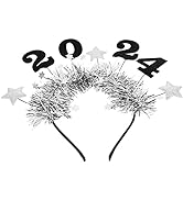 FOMIYES New Year Headband, 2024 Happy New Year Headband with Star Boppers and Tone Tinsel for New...