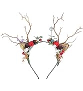 FOMIYES Reindeer Antler Headband, Christmas Headband, Long Deer Antler Hairband Fawn Horn Hair Ho...